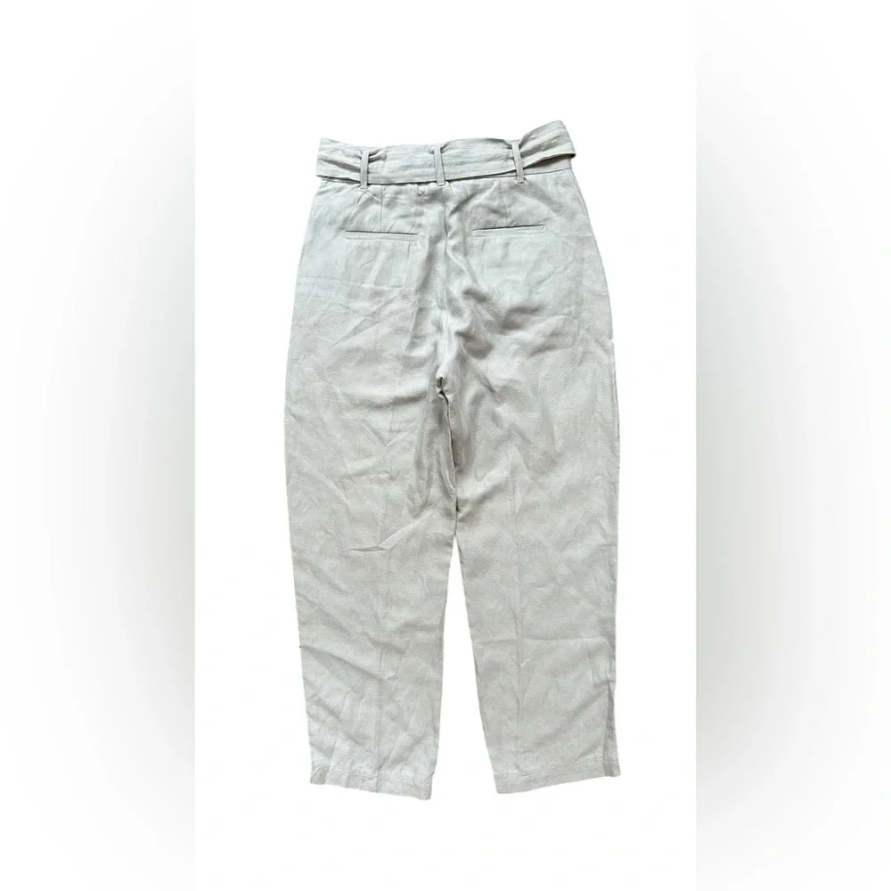 Aritzia Wilfred Proposal Linen Blend Belted Cropped Taper Leg Pants Gull Gray 4